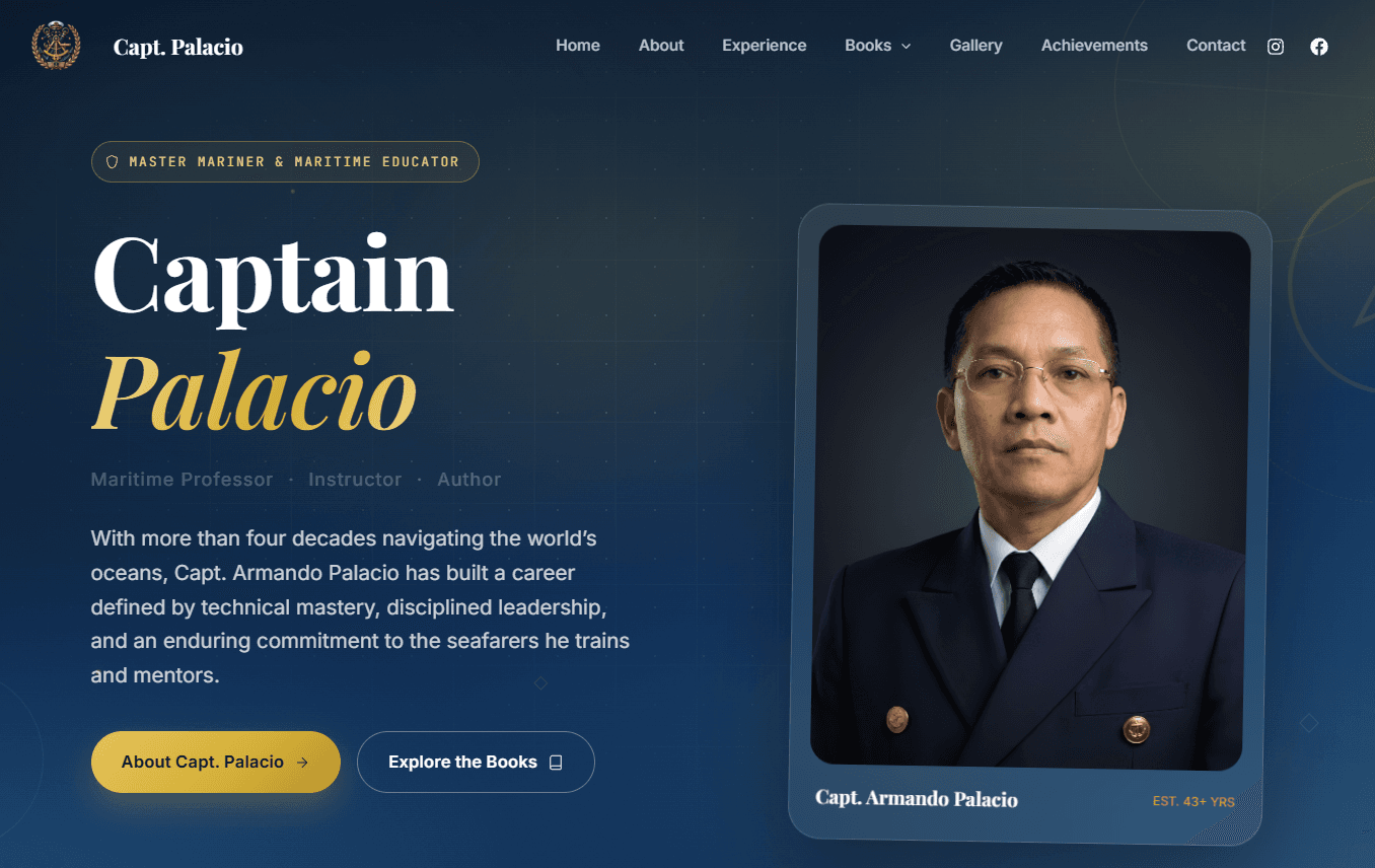 Captain Palacio— website screenshot